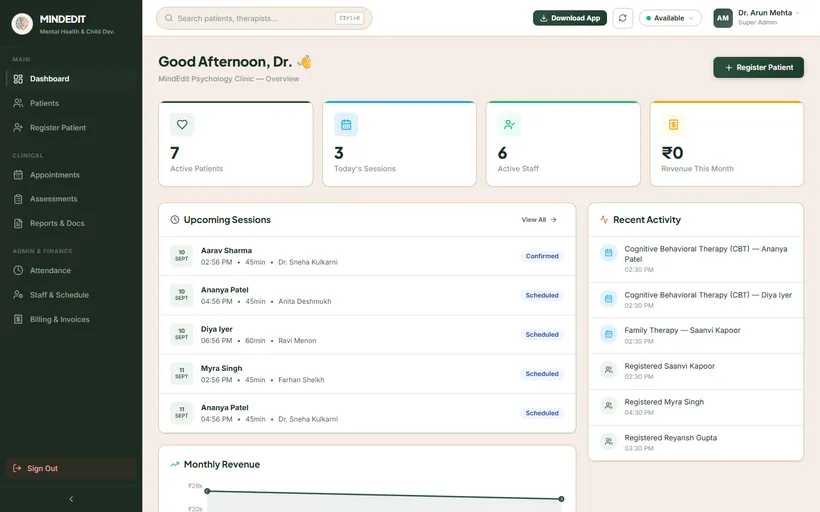 MindEdit EMR interface screenshot