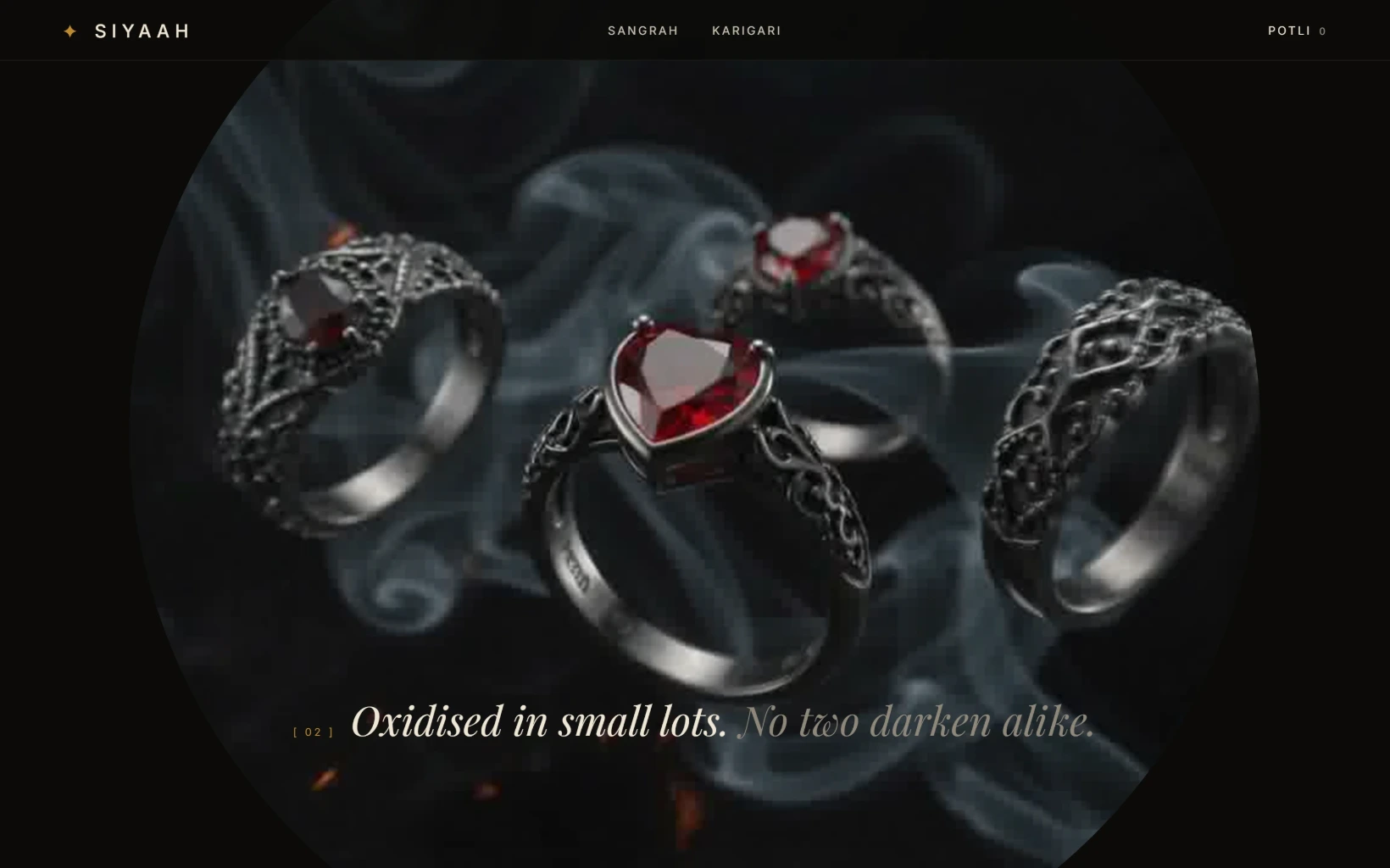 SIYAAH jewellery storefront interface screenshot